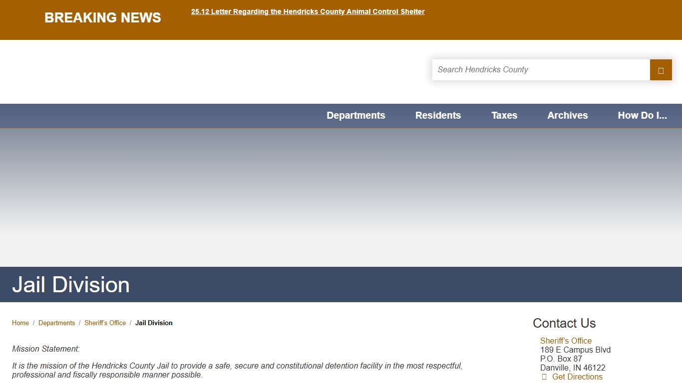 Jail Division / Hendricks County, Indiana