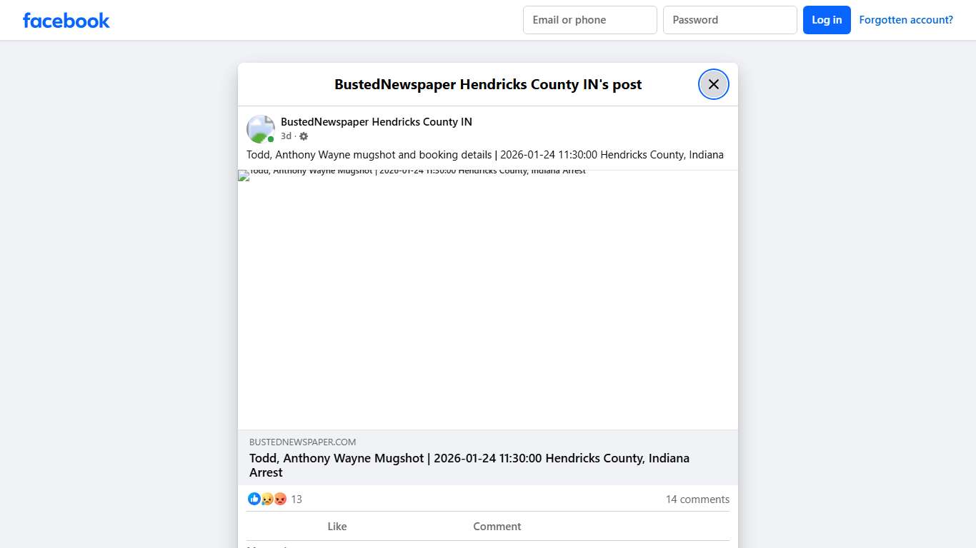 Todd, Anthony Wayne... - BustedNewspaper Hendricks County IN Facebook