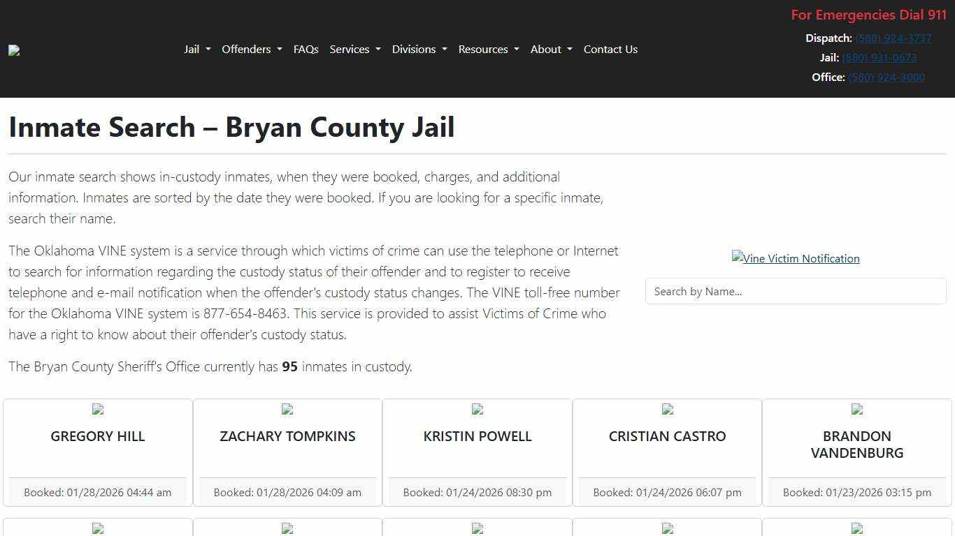 Inmate Search Bryan County Sheriff's Office